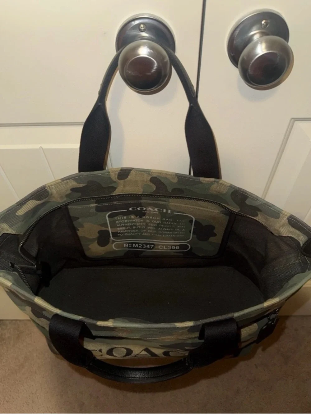 Coach Green Camo Canvas Tote - Picture 2 of 3